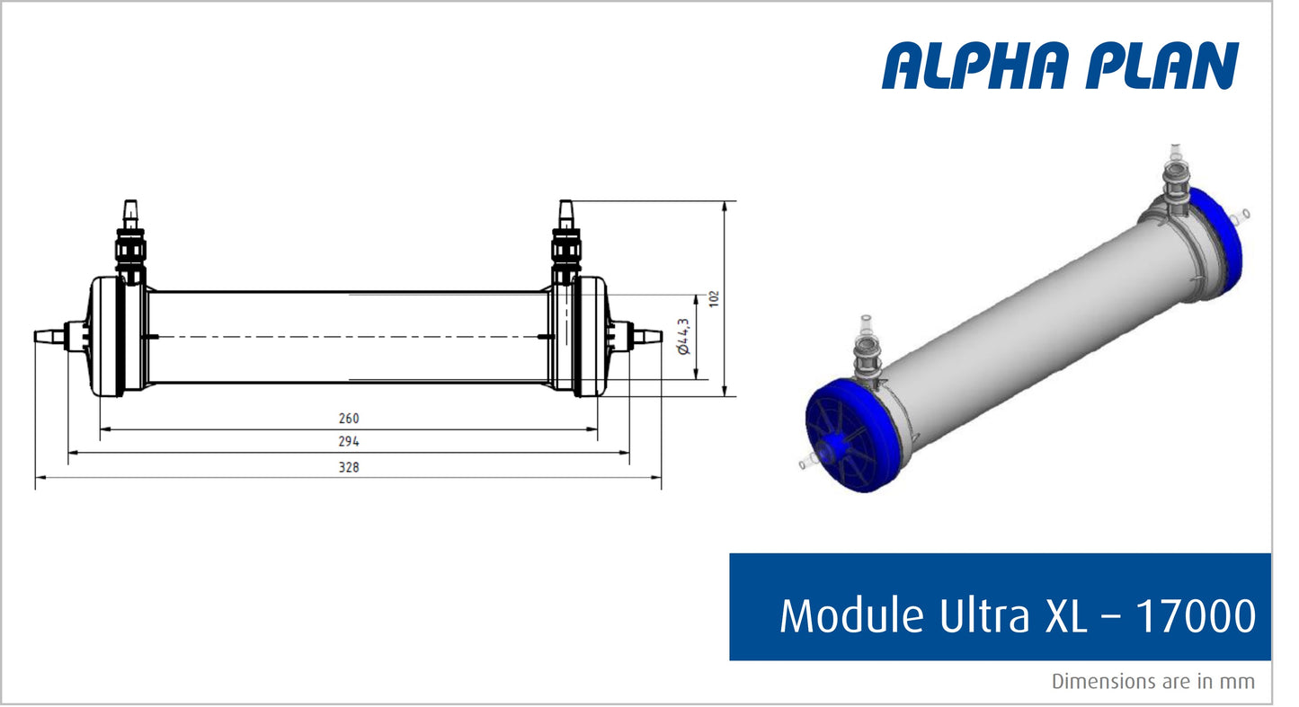 Hollow fiber filter - Ultra XL - 17000 / 20 kDa / PES